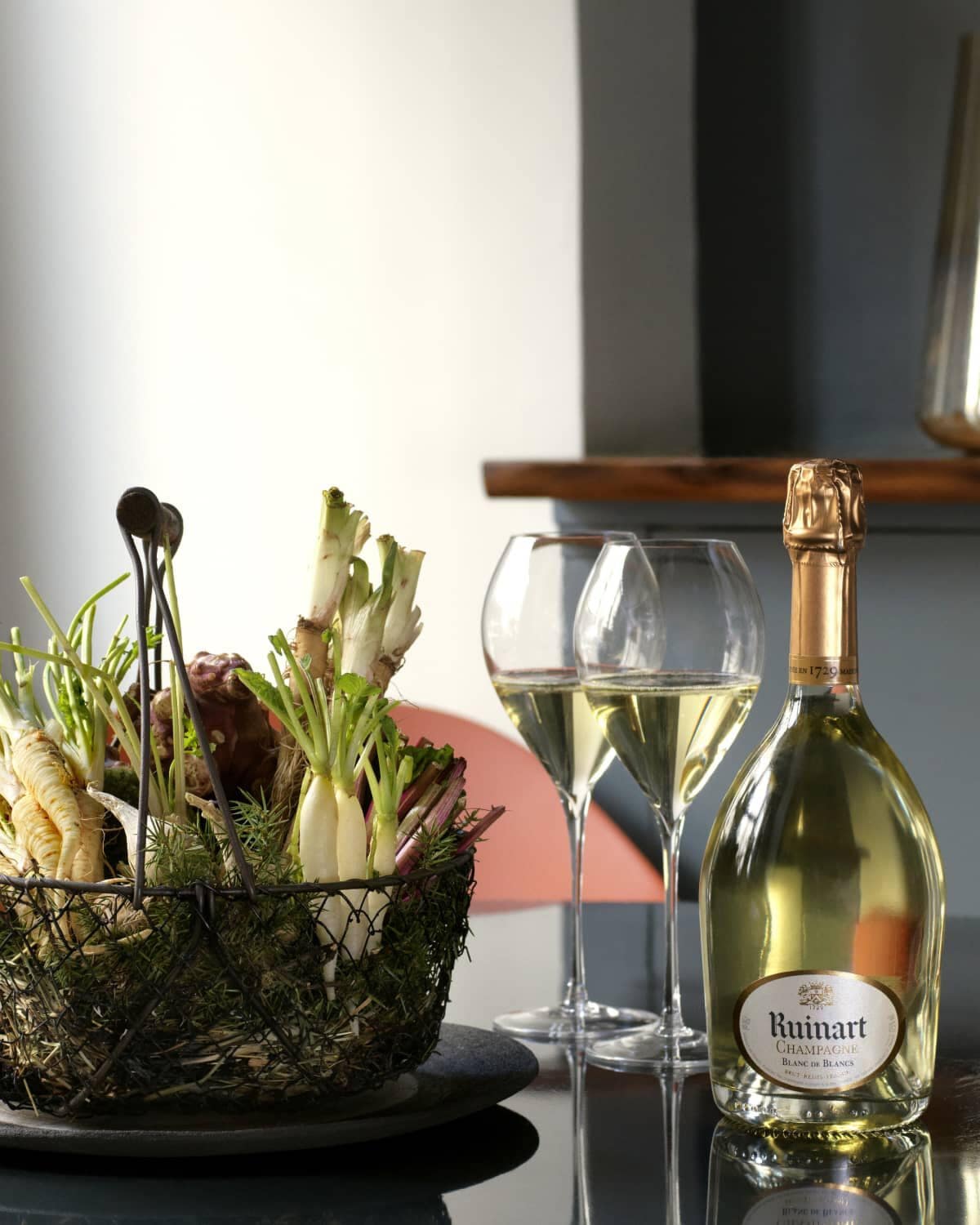 vegetable basket & Ruinart Blanc de Blancs vegetable basket & Ruinart Blanc de Blancs